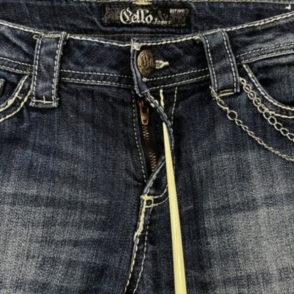Cello Low Rise Boot Cut Jeans Embroidered Embellished Juniors 9 Y2K Distressed - Picture 7 of 16
